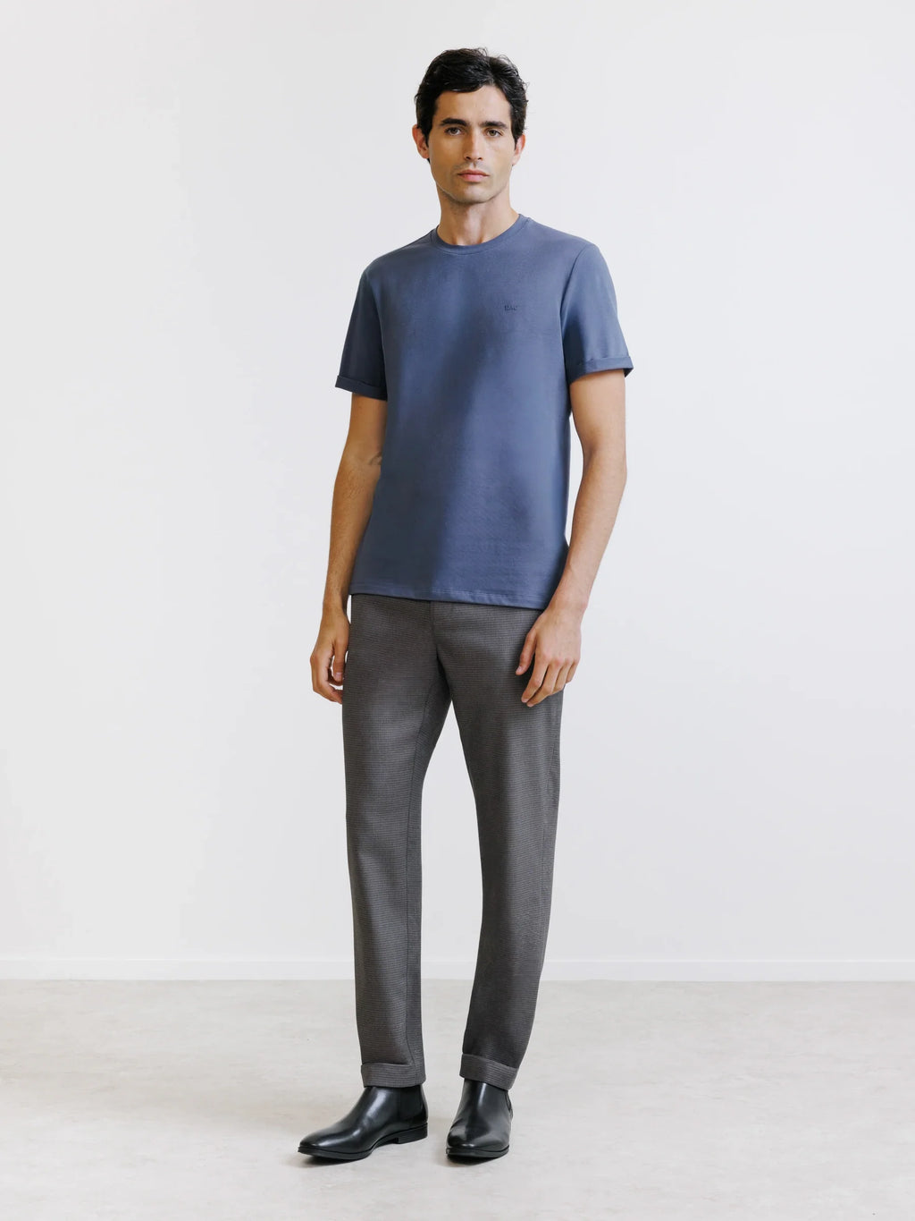 T-shirt col rond bleu gris - IZAC
