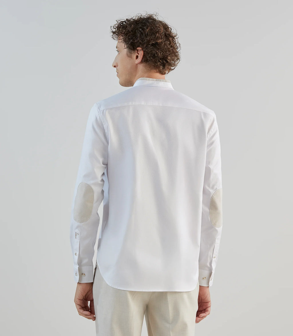 Chemise col mao avec coudières blanche - IZAC