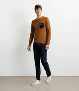 Pull manches longues col rond en maille bronze - IZAC