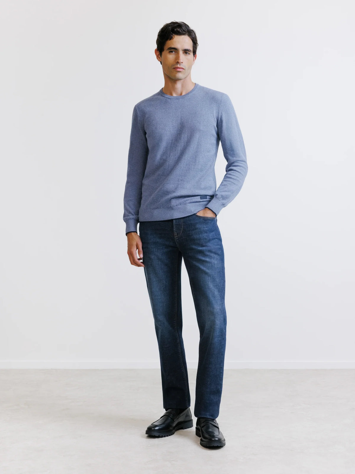 Pull col rond indigo - IZAC
