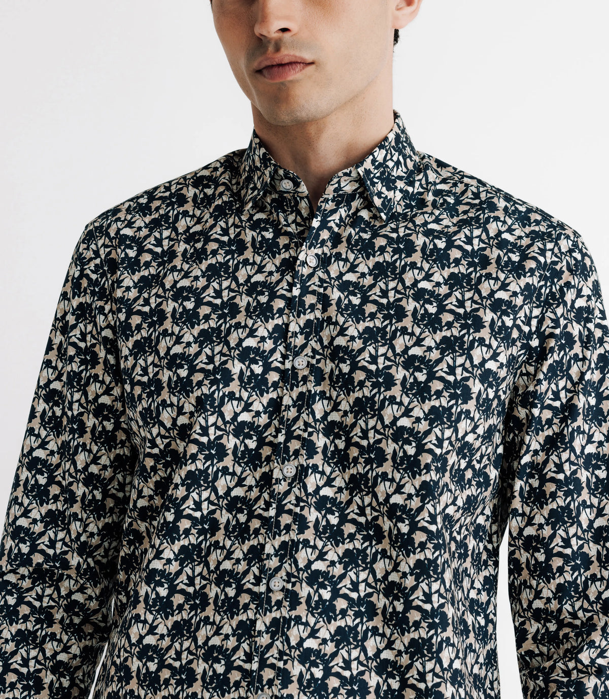 Chemise à fleurs marine - IZAC