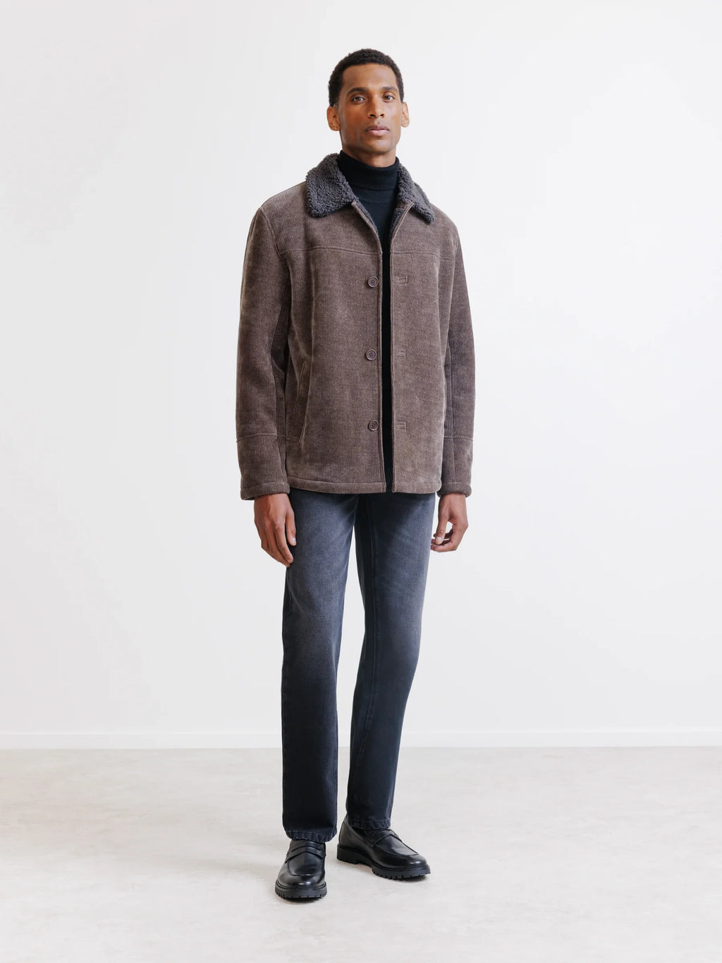 Blouson col chemise marron - IZAC