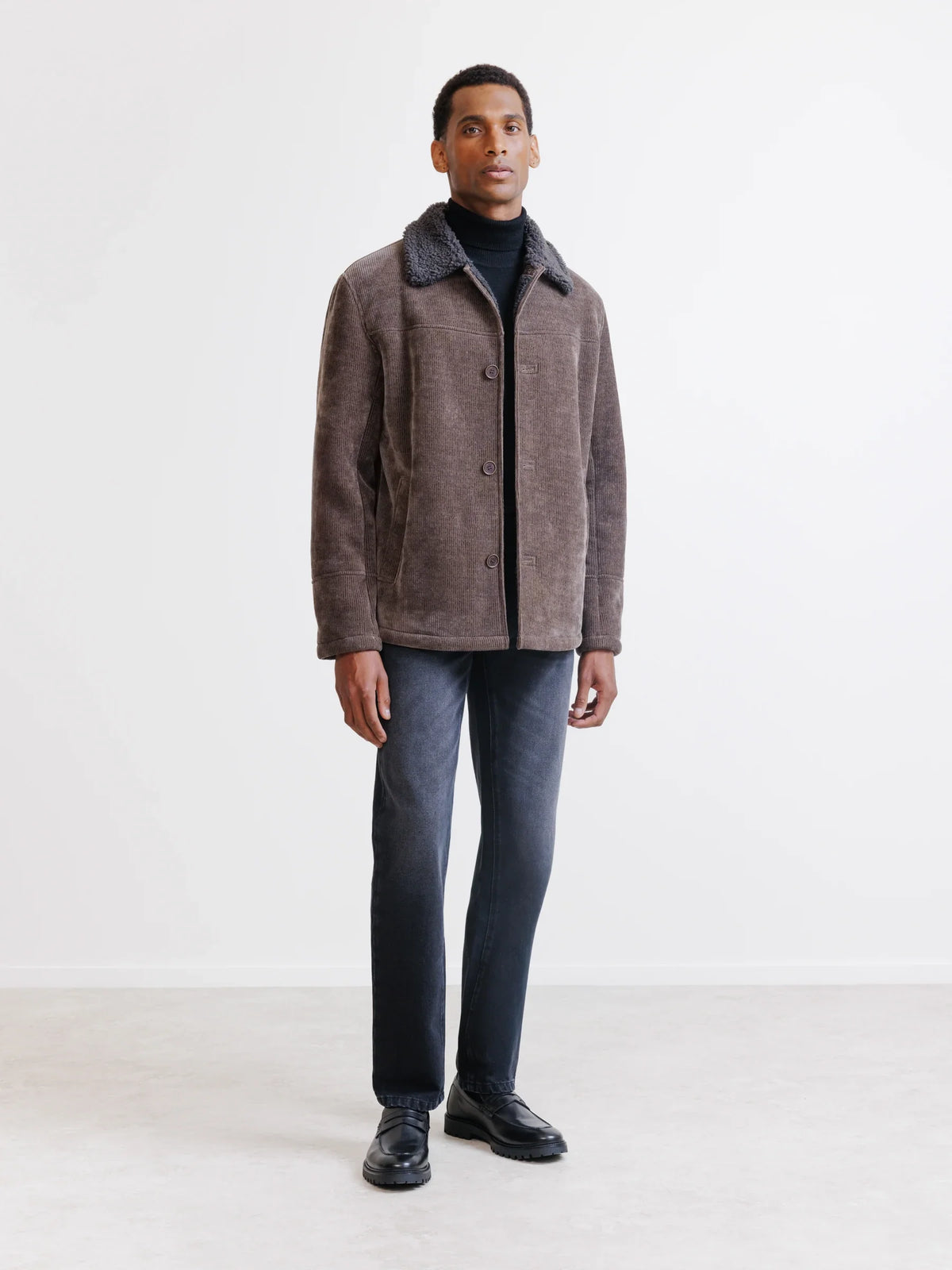 Blouson col chemise marron - IZAC