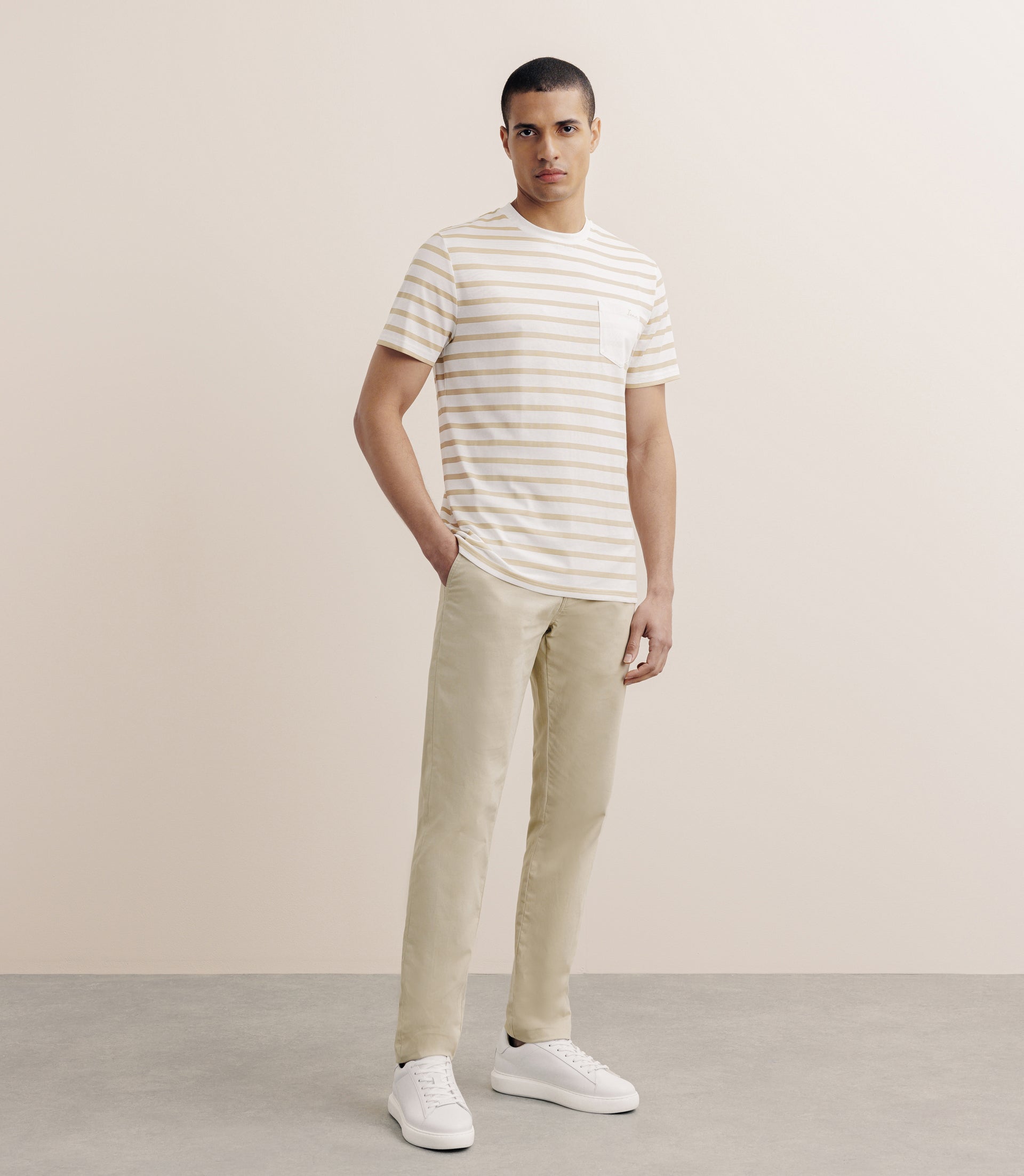 T-shirt marinière camel - IZAC