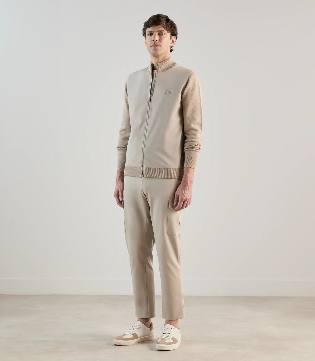 Gilet col montant bi - matière beige - IZAC