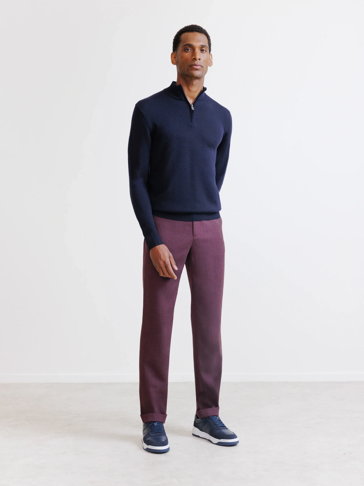 Pull demi zippé mérinos marine - IZAC