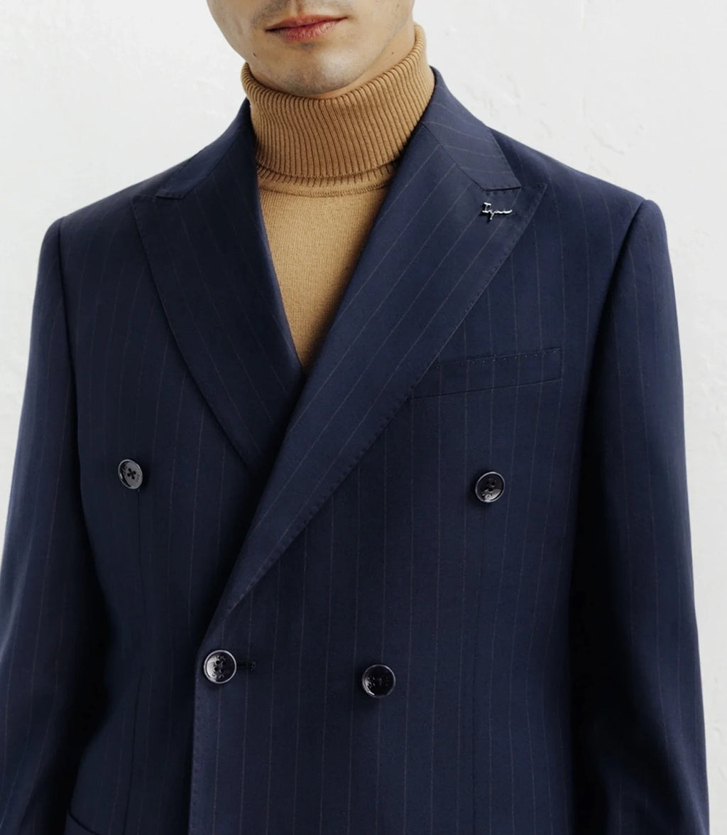 Costume croisé rayé marine - IZAC