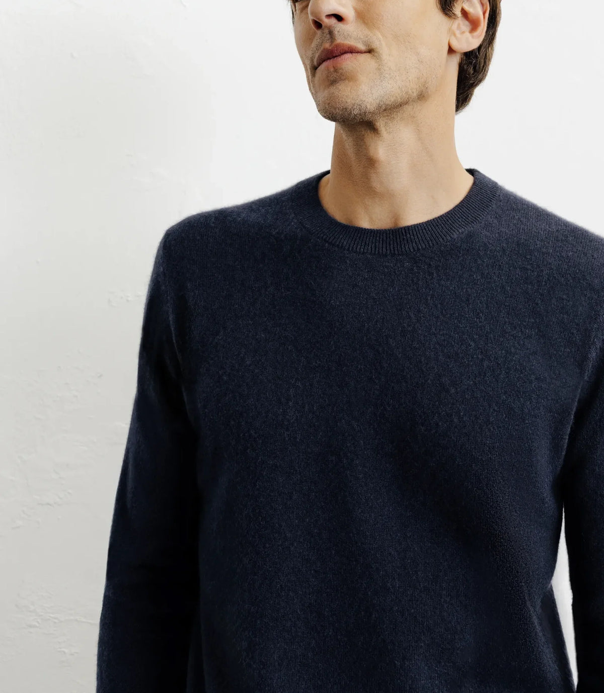 Pull col rond 100% cachemire marine - IZAC