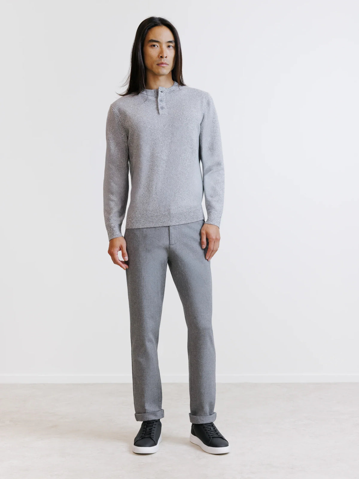 Pull col rond gris chiné - IZAC