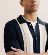 Polo chemise boutonné marine - IZAC