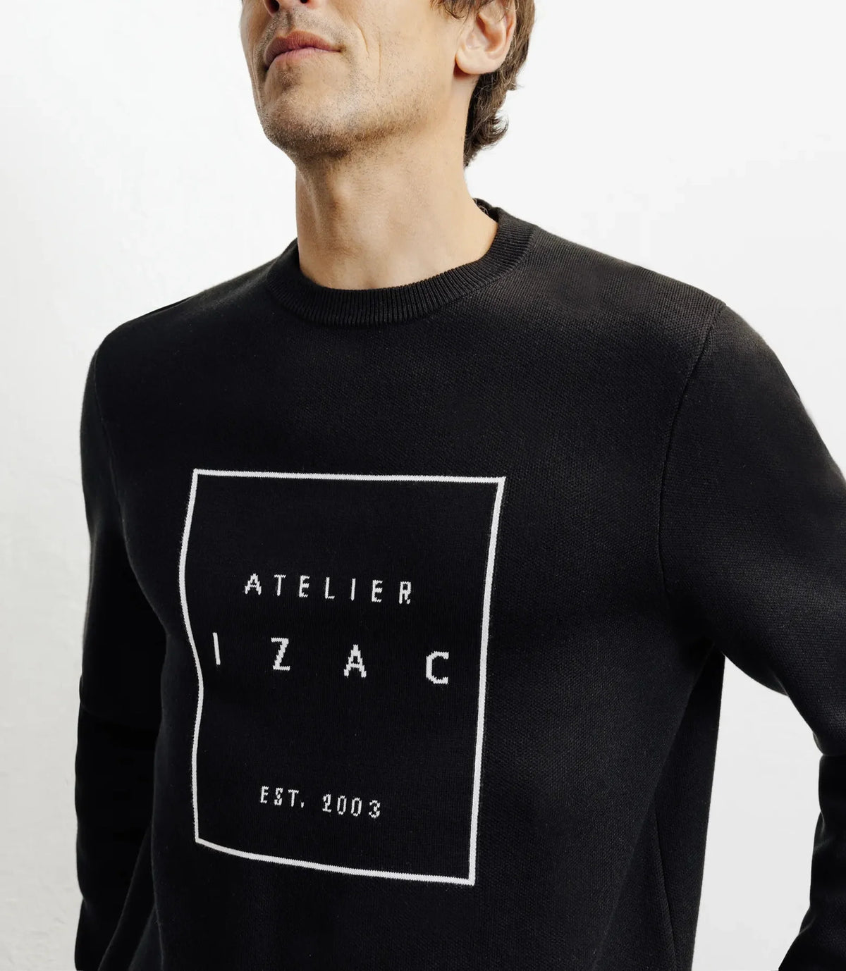 Pull col rond fantaisie noir - IZAC