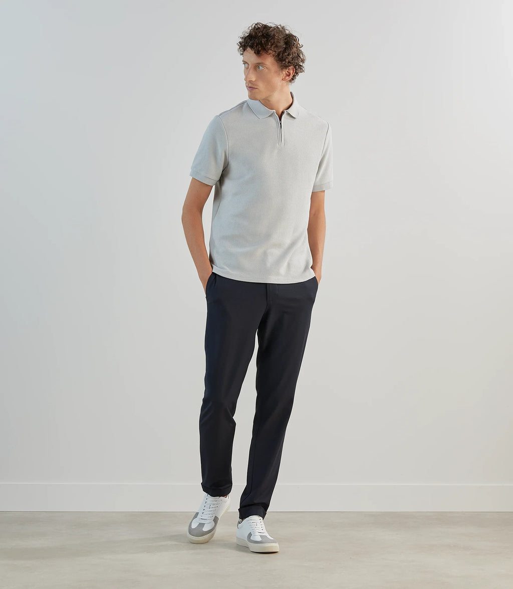 Polo col zip en jeu de points gris clair - IZAC
