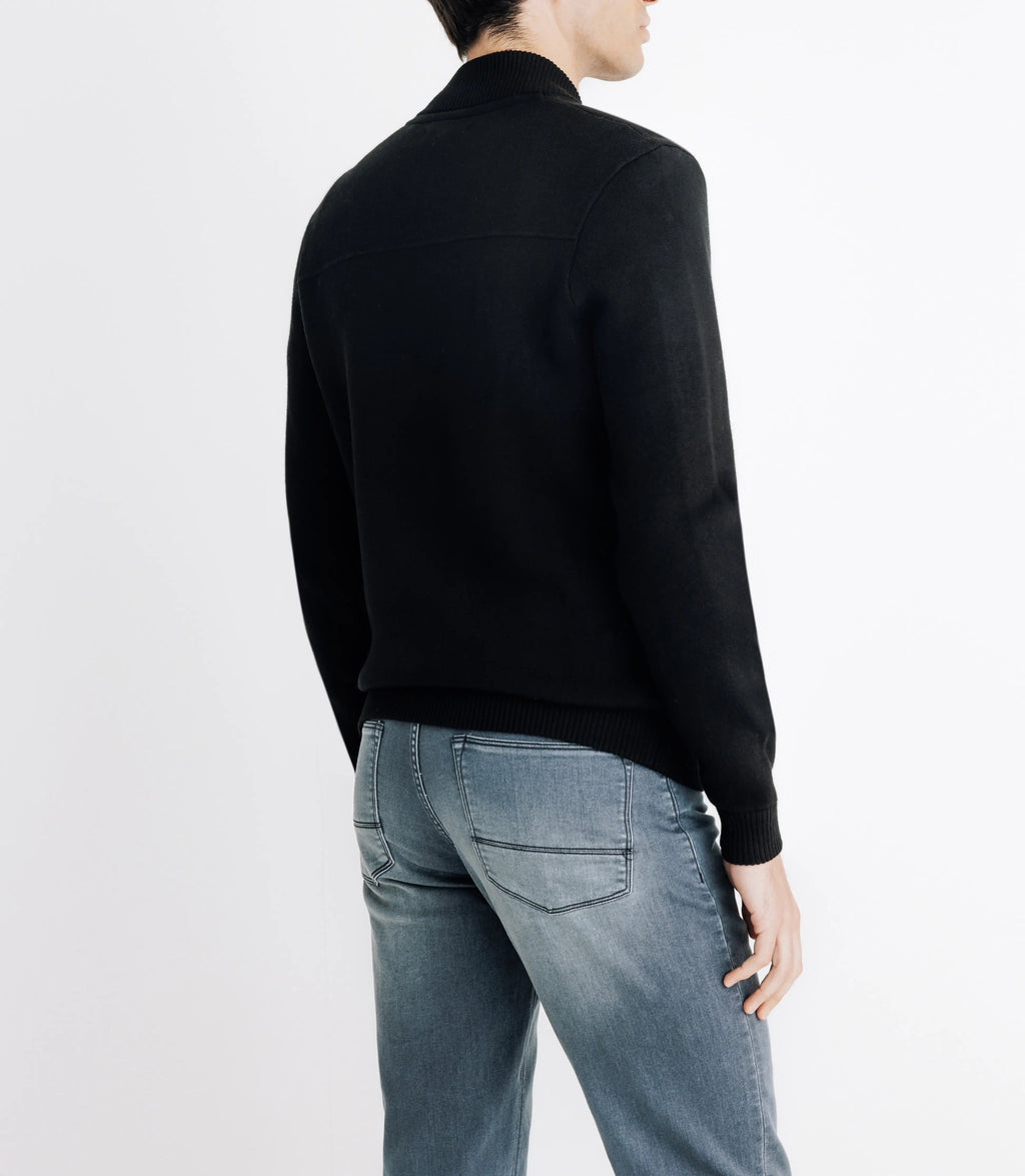 Pull gilet zippé col teddy noir - IZAC