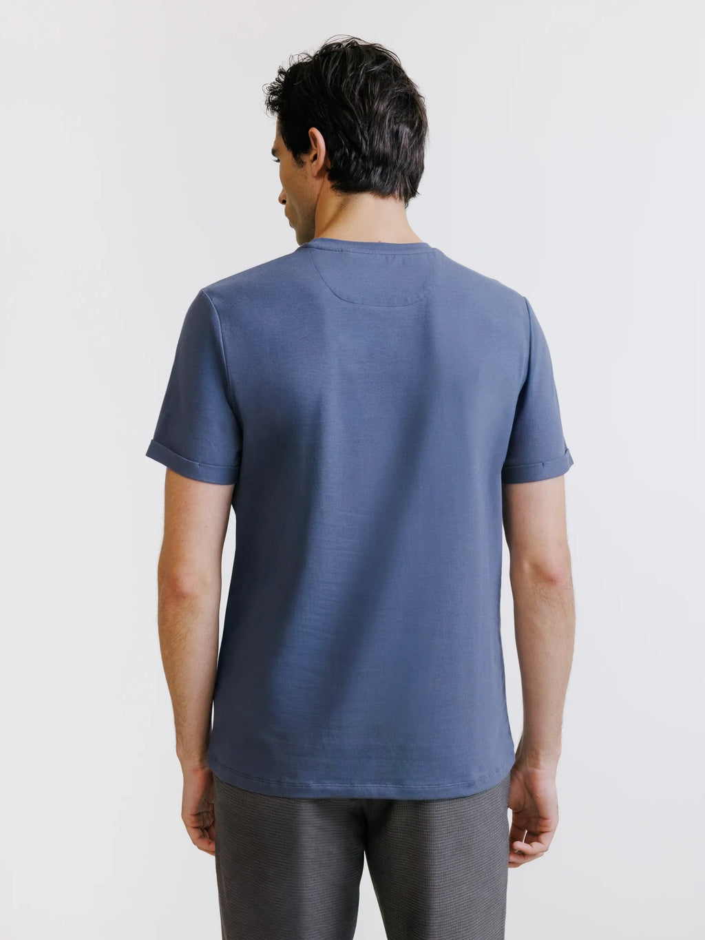 T-shirt col rond bleu gris - IZAC