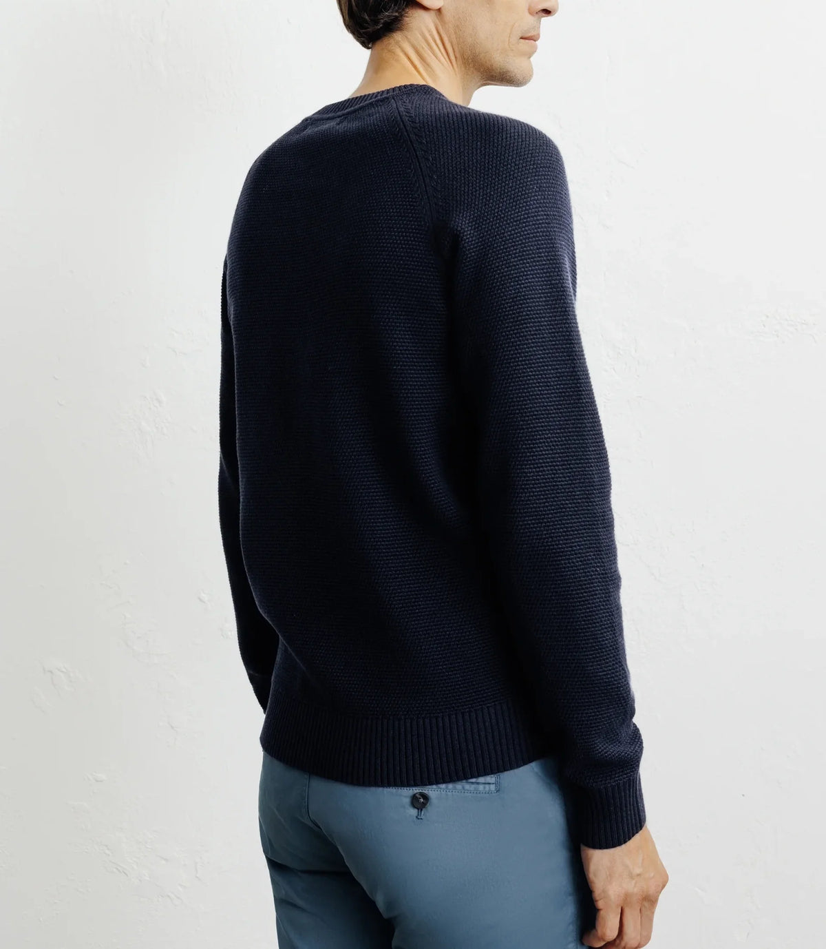 Pull col rond jeux de points marine - IZAC