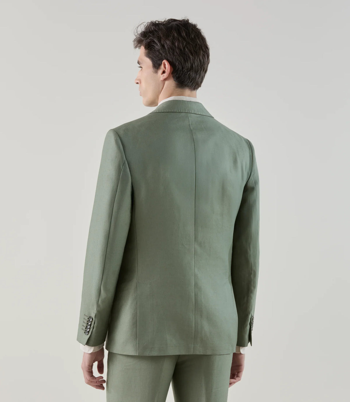 Costume 2 boutons 100% lin vert - IZAC