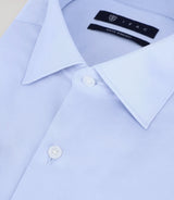 Chemise slim en satin de coton ciel - IZAC