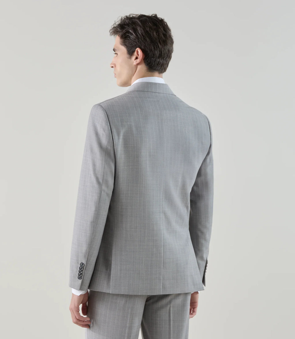 Costume croisé en laine mélangée gris - IZAC