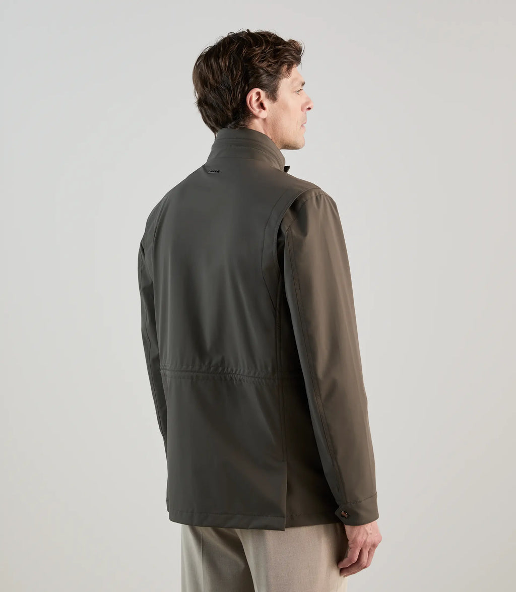 Parka courte col montant kaki foncé - IZAC