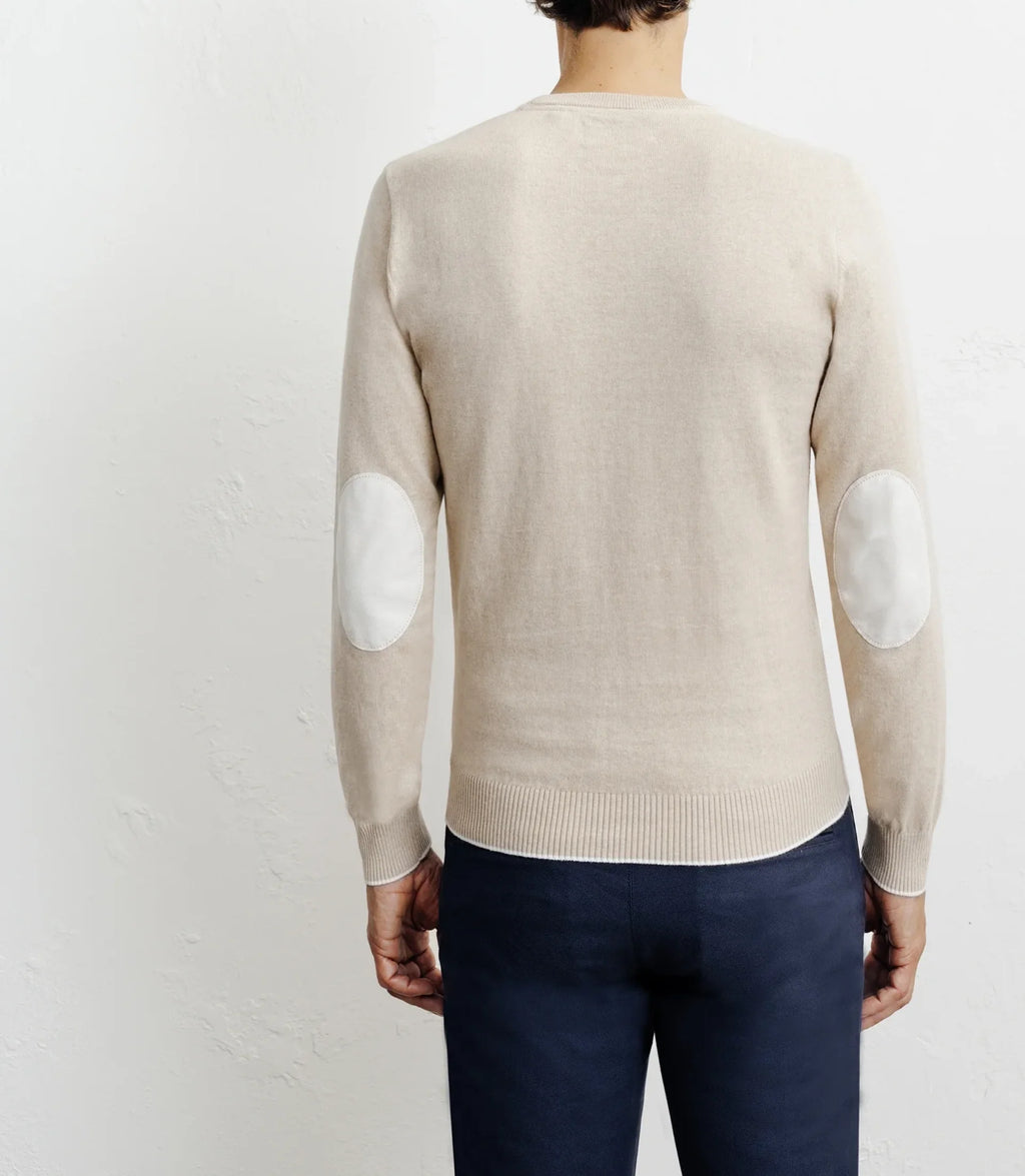 Pull col rond en coton beige - IZAC