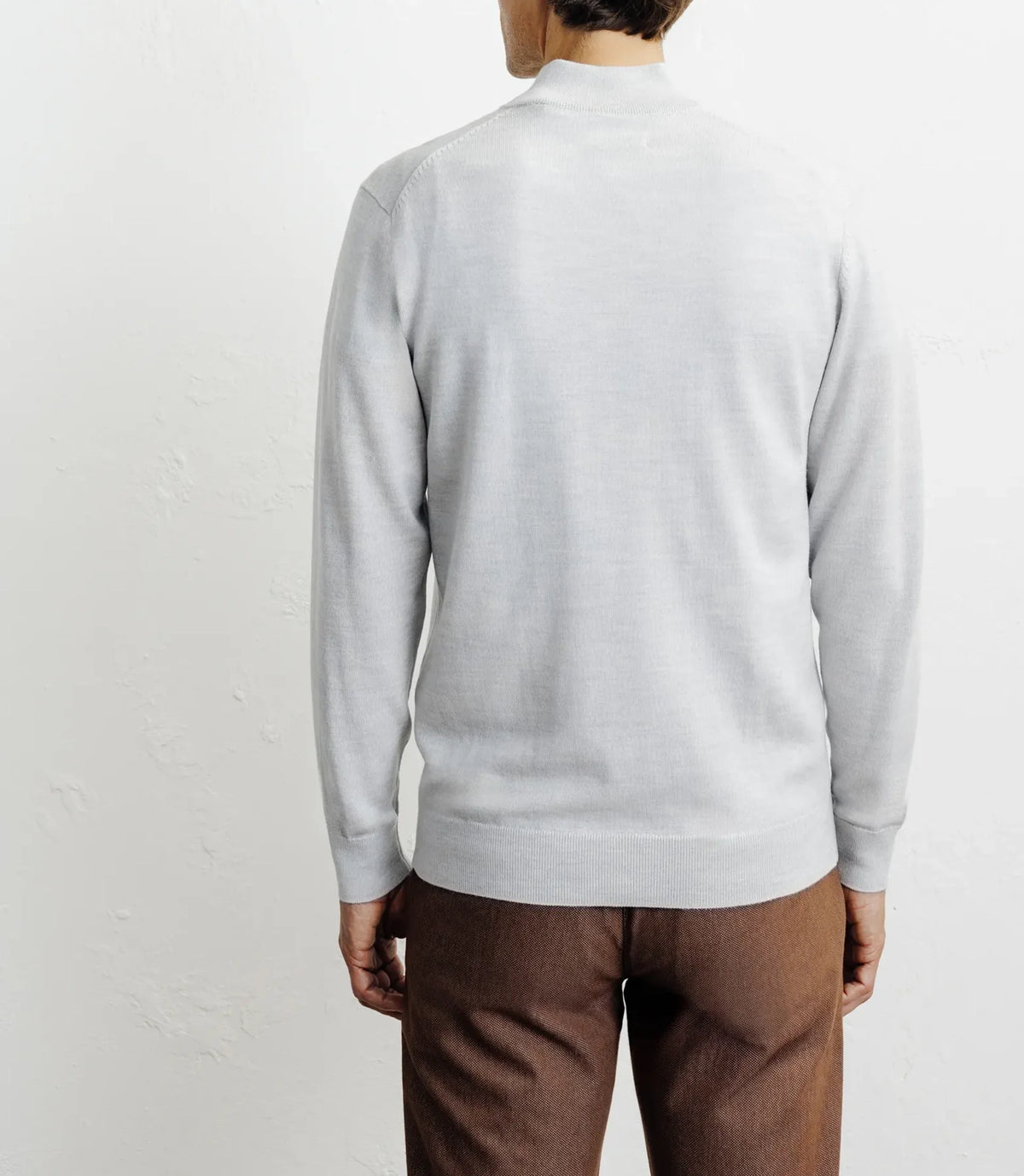 Pull à col demi zippé mérinos gris chiné - IZAC
