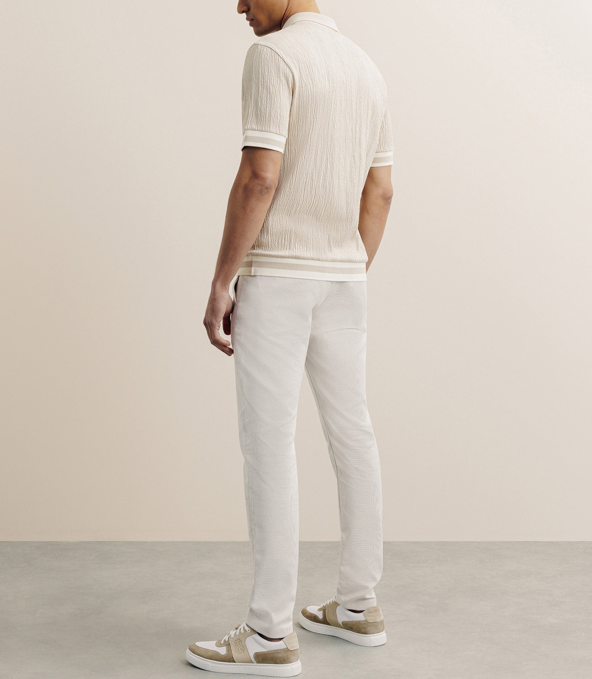 Polo boutonné en jersey beige - IZAC