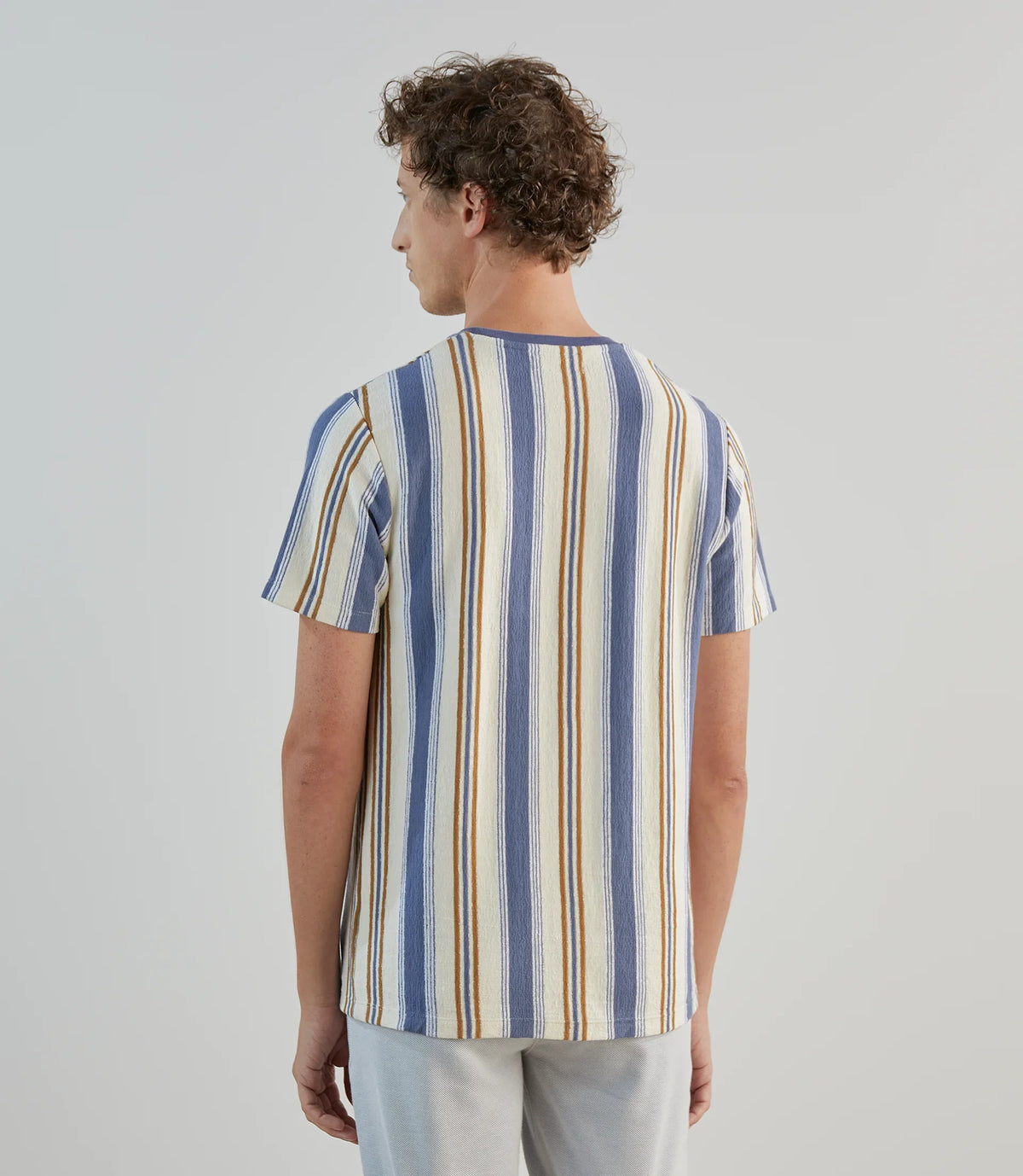 T-shirt à manches courtes rayé écru denim - IZAC