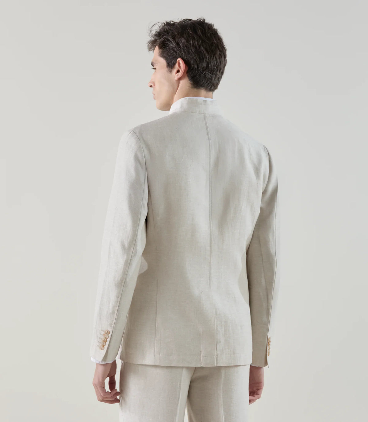 Veste col mao 100% lin beige clair - IZAC