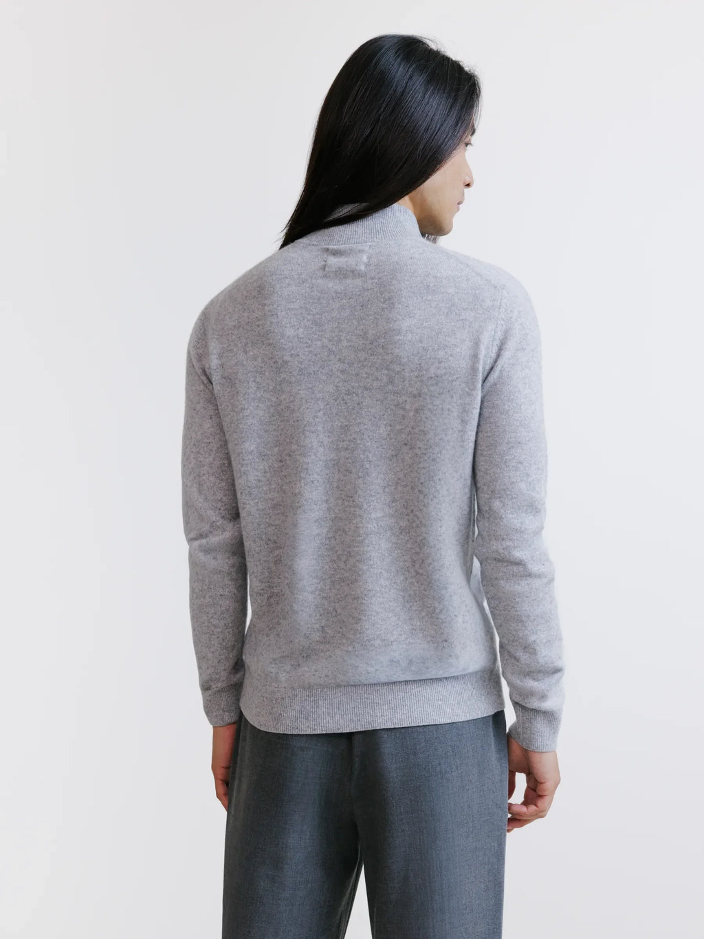 Pull col montant 100% cachemire gris chiné - IZAC