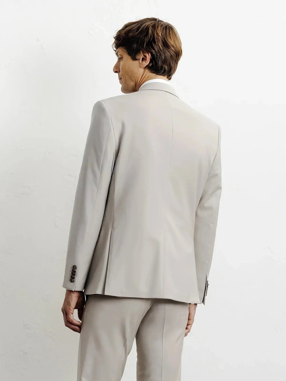 Costume 2 boutons laine majoritaire beige - IZAC
