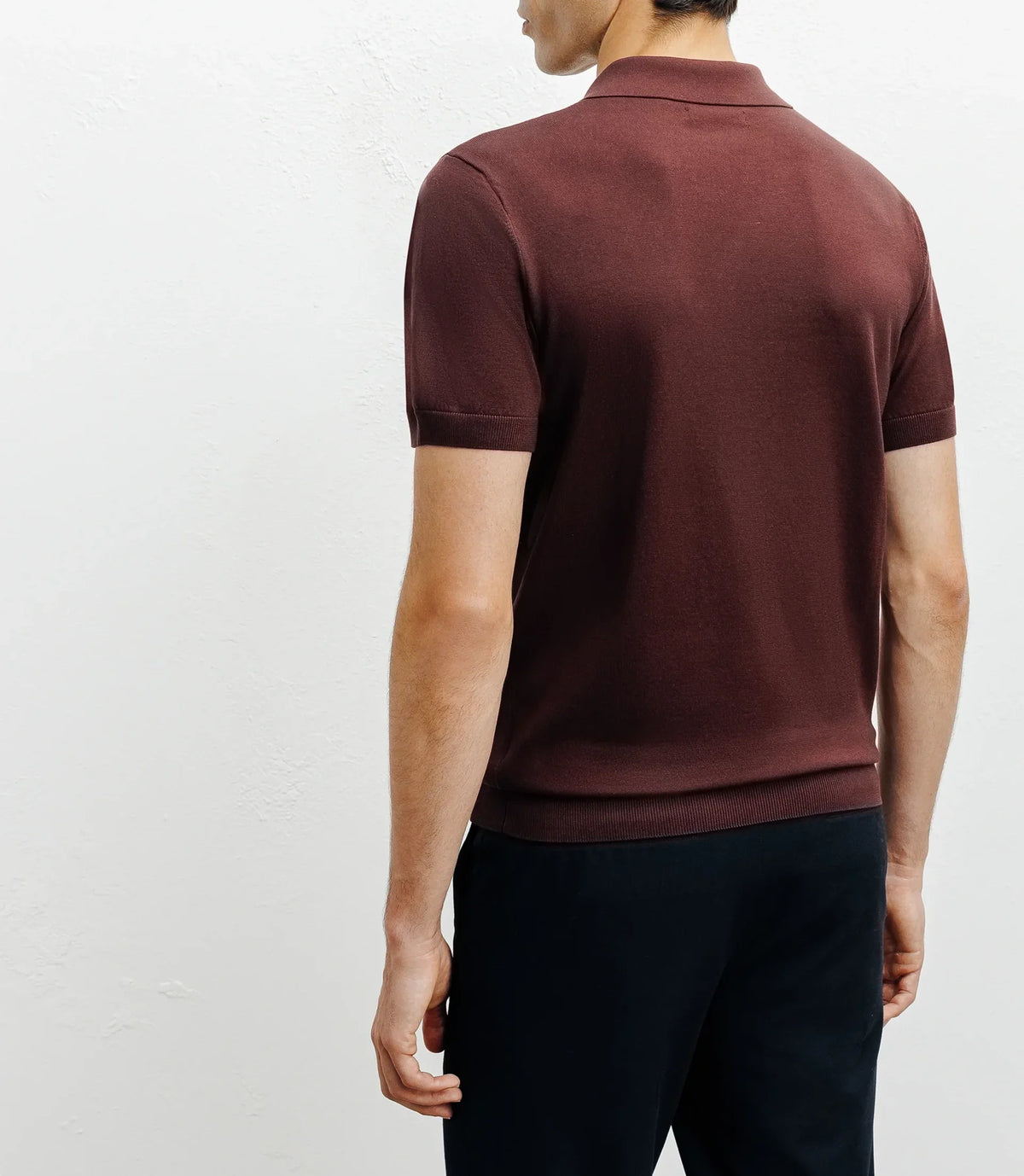Polo col ouvert en maille bordeaux foncé - IZAC