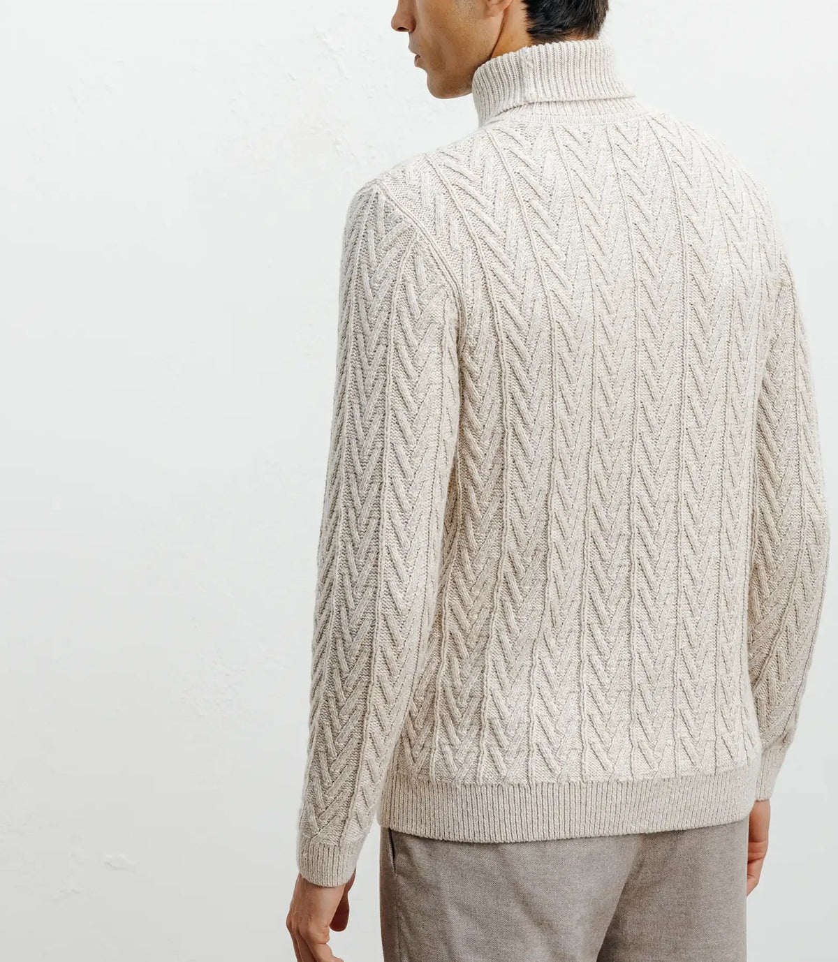 Pull col roulé torsadé beige - IZAC