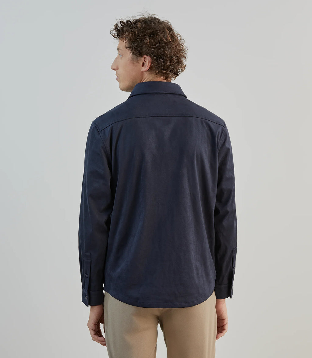Chemise casual en suède marine - IZAC