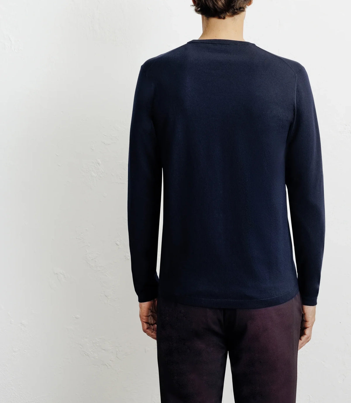 Pull manches longues col rond en maille marine - IZAC