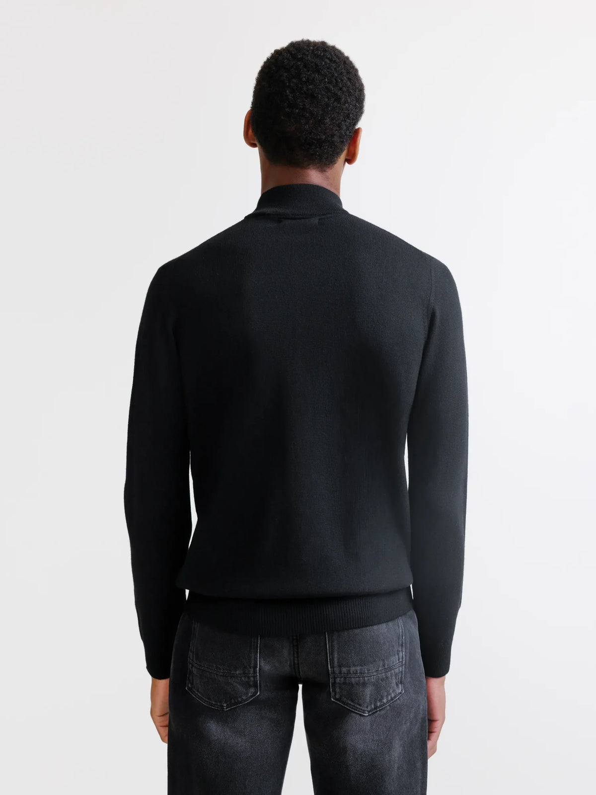 Pull col cheminée mérinos noir - IZAC