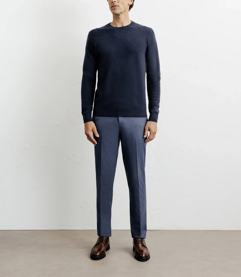 Pull col rond 100% cachemire marine - IZAC