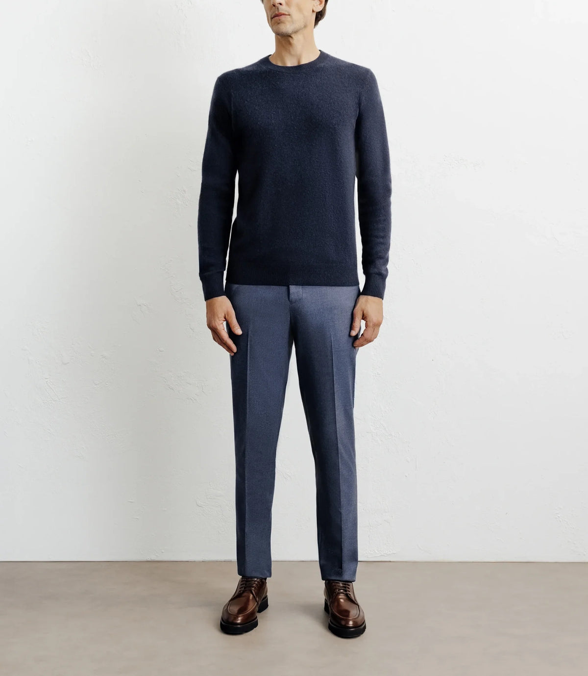 Pull col rond 100% cachemire marine - IZAC