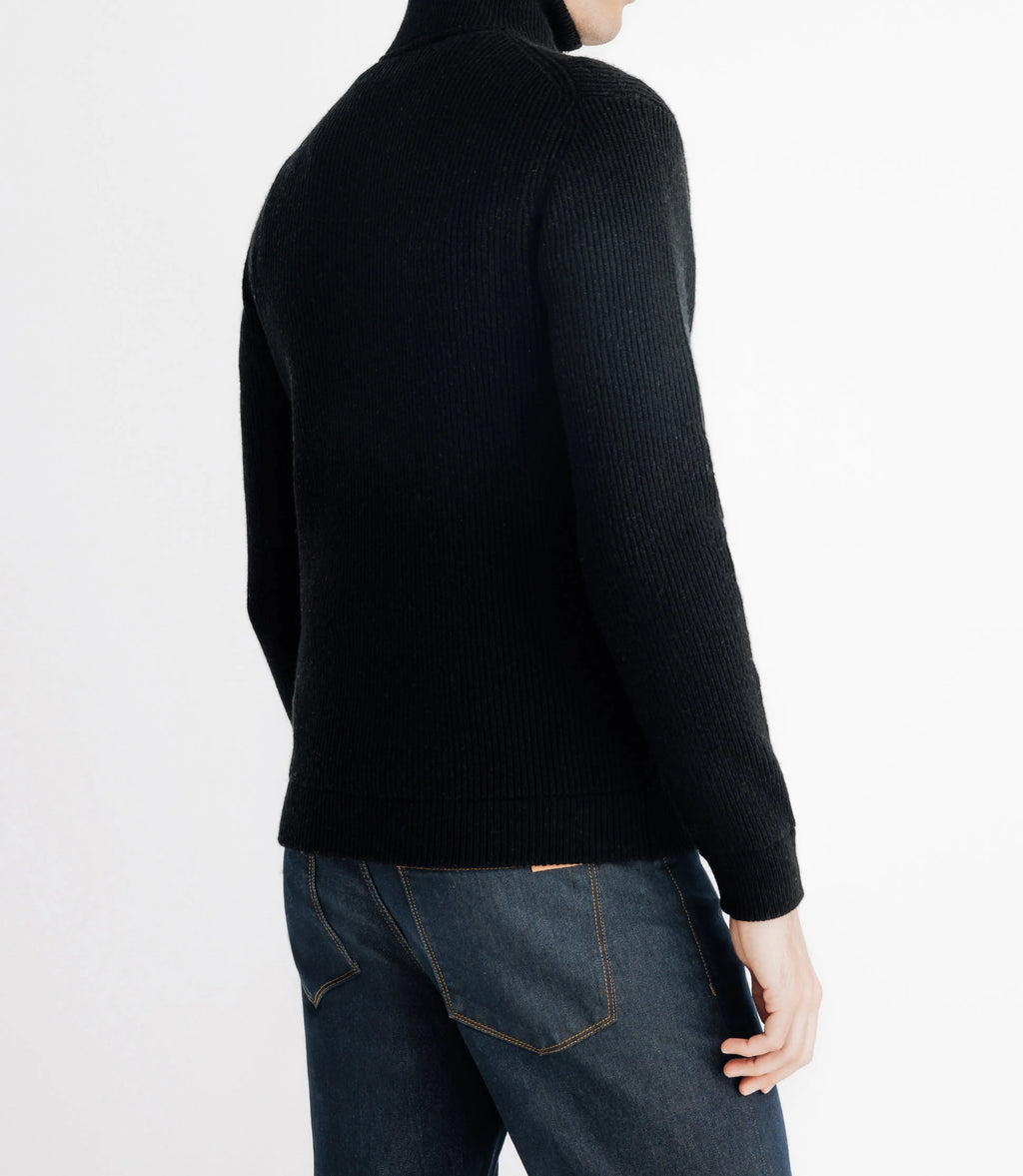 Pull lambswool col camionneur noir - IZAC