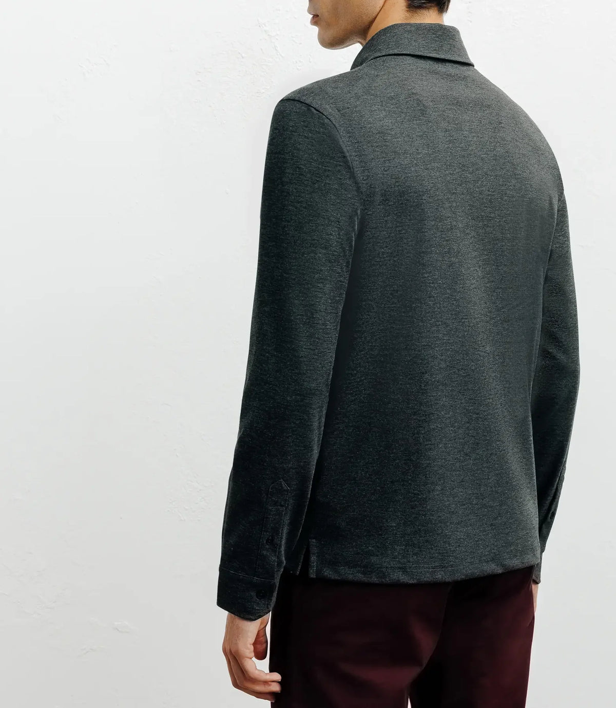 Polo boutonné manches longues anthracite - IZAC