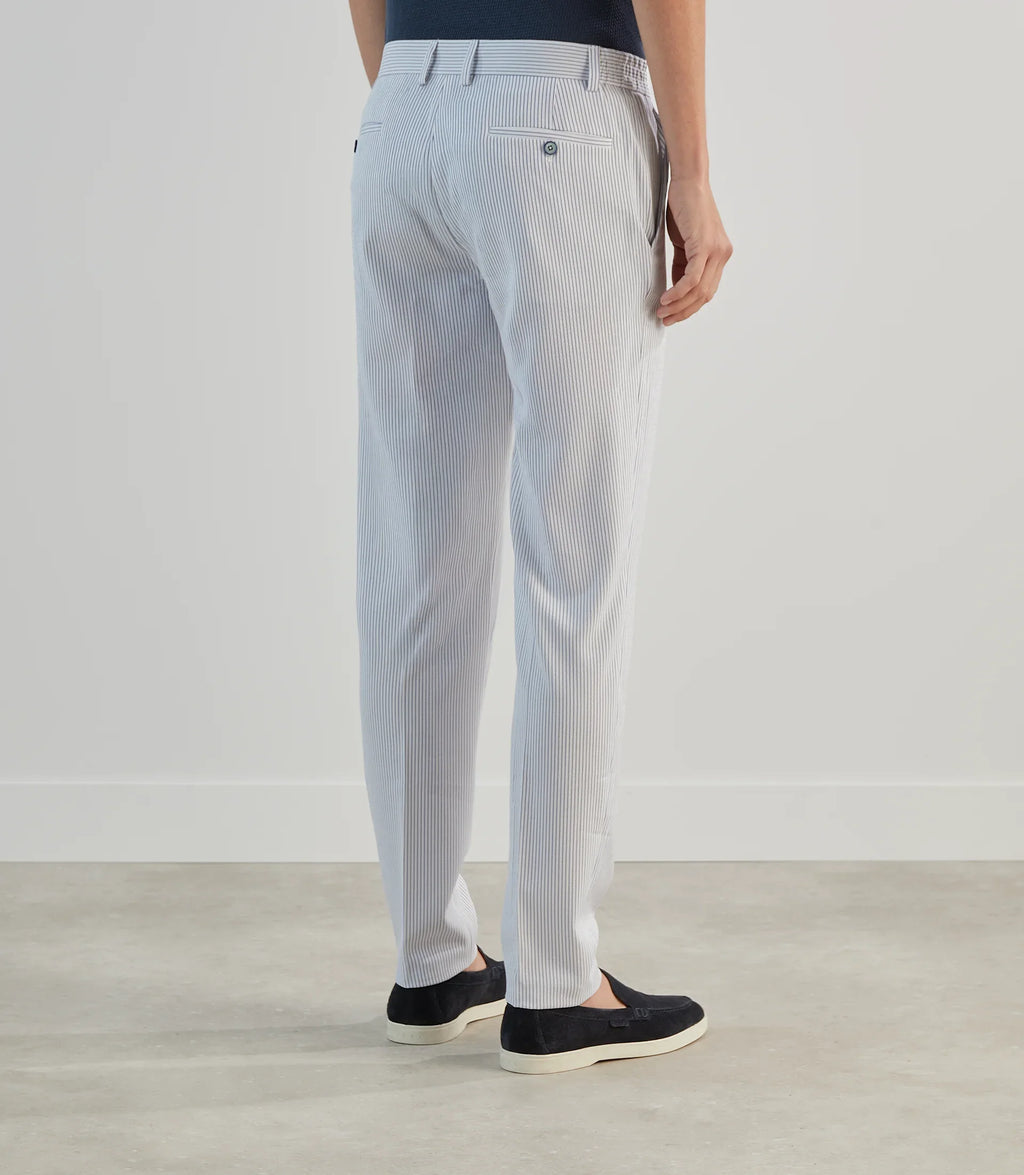 Pantalon ville en seersucker rayé bleu - IZAC