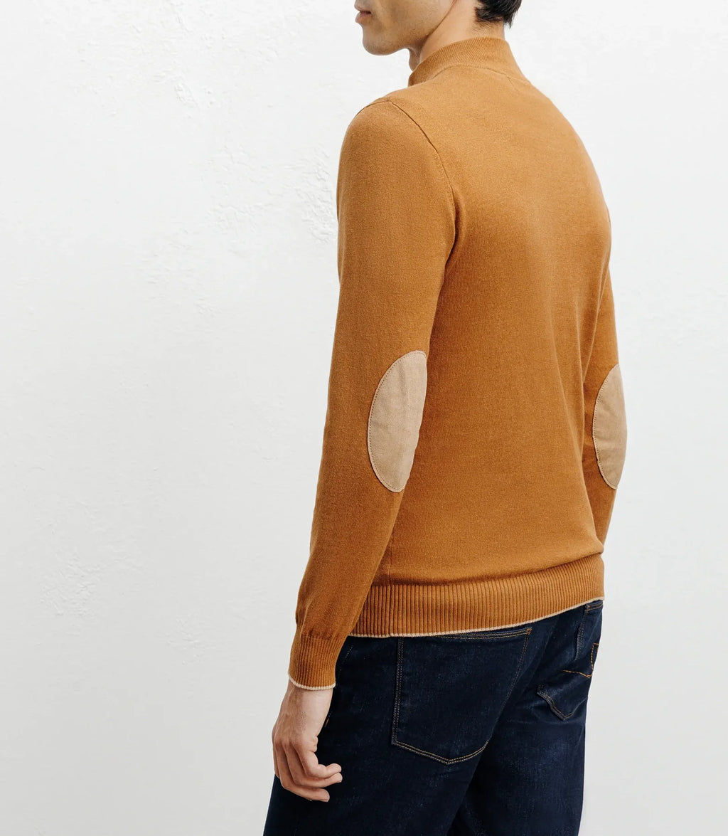 Pull col montant demi zippé camel foncé - IZAC