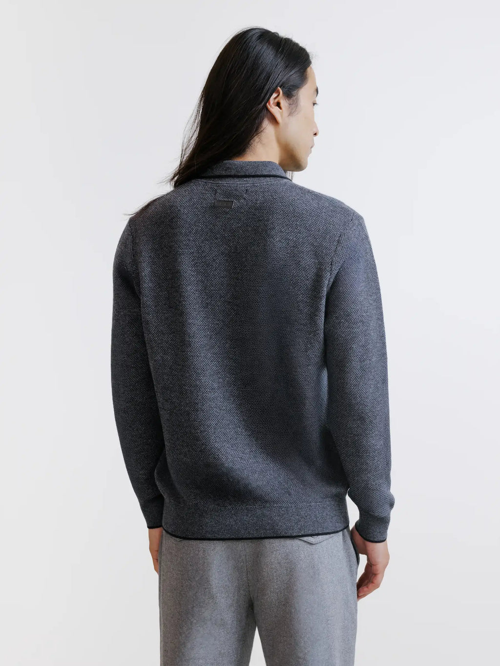 Pull col polo zippé anthracite - IZAC