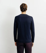 Pull manches longues col rond en maille marine - IZAC