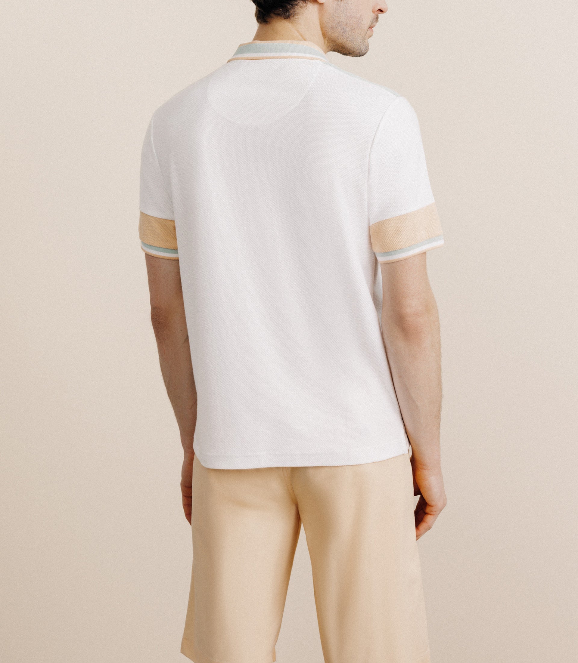 Polo boutonné à bandes verte - IZAC