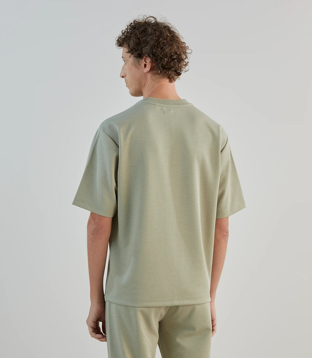 T-shirt col rond en jeu de points kaki - IZAC