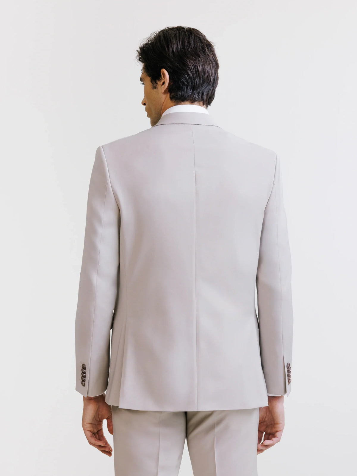Costume 2 boutons en laine majoritaire beige - IZAC