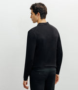 Pull col polo zippé en maille fine noir - IZAC