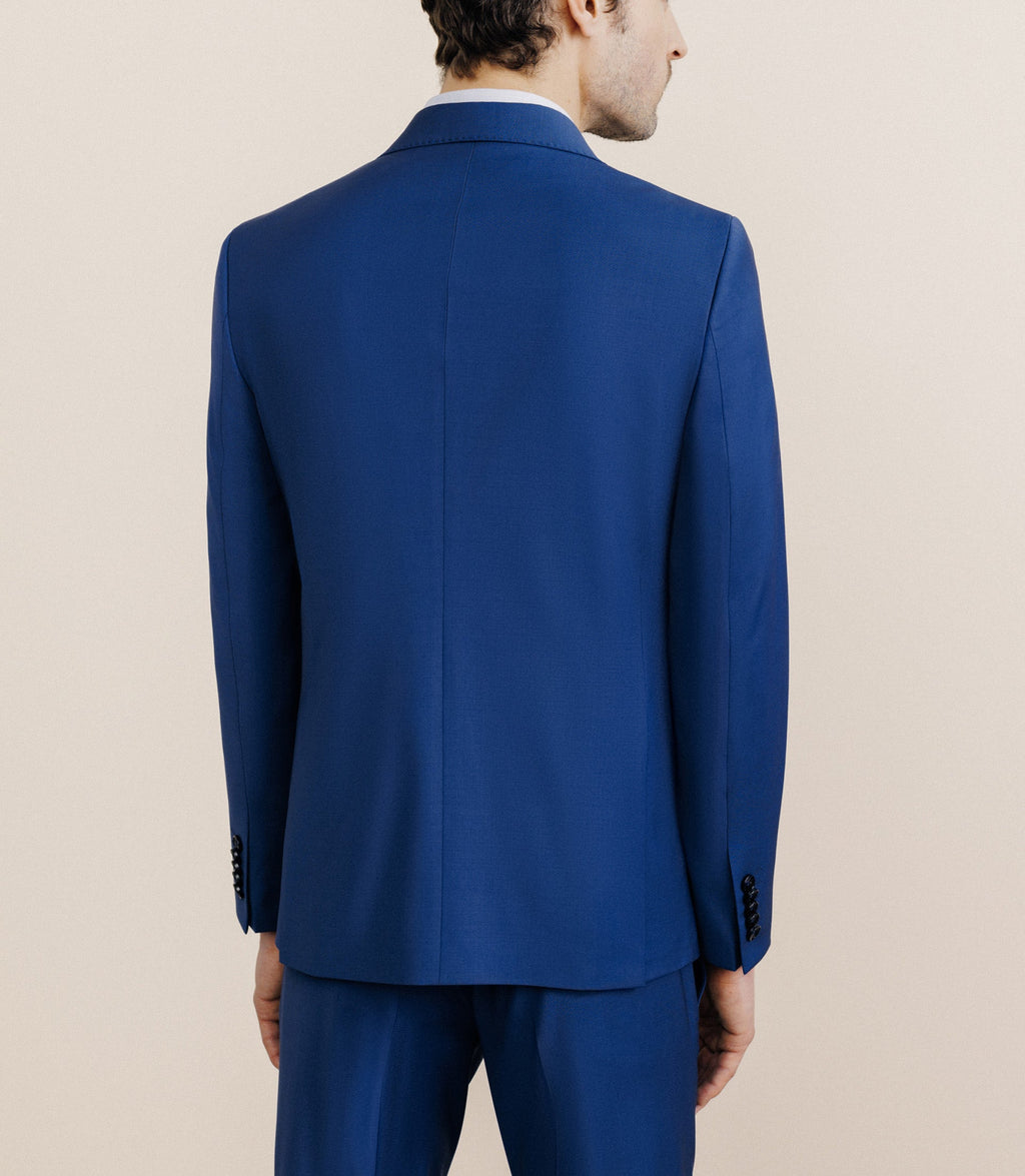 Costume croisé en laine mélangée bleu - IZAC