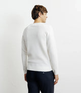 Pull col rond jeux de points ecru - IZAC