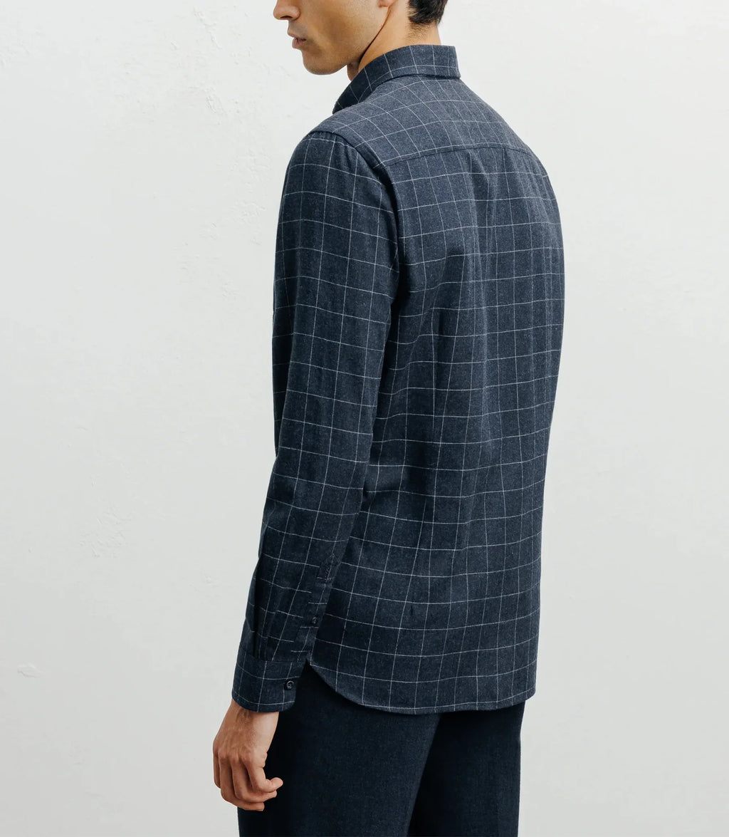 Chemise casual à petits carreaux marine - IZAC